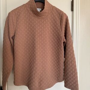 J. Crew Factory Tan Sweatshirt with Mock Turtleneck and Quilted Texture